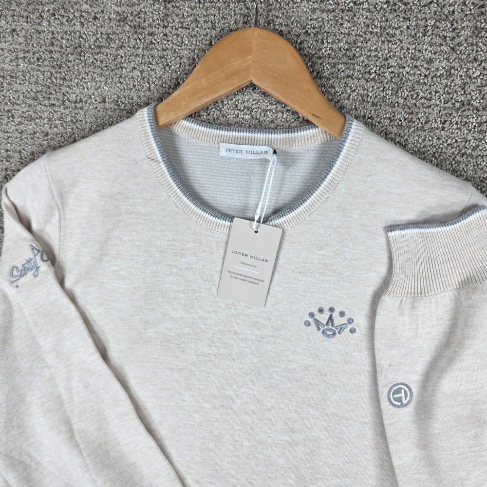 Peter Millar Scotty Cameron Womens Sweater Beige Coolspun Crewneck Small NWT